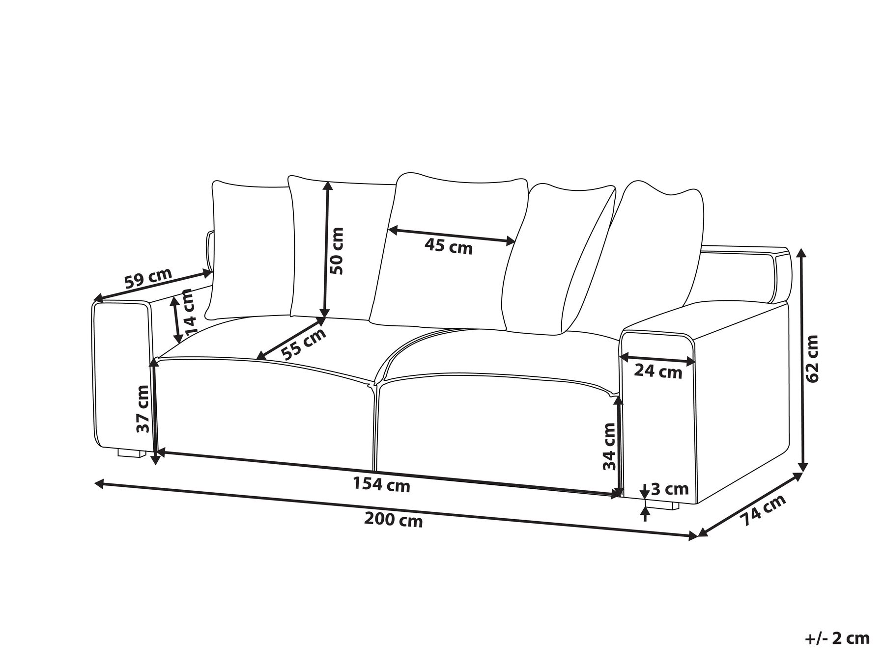Soffa 3-sits VISKAN Chenille Off-White_903512