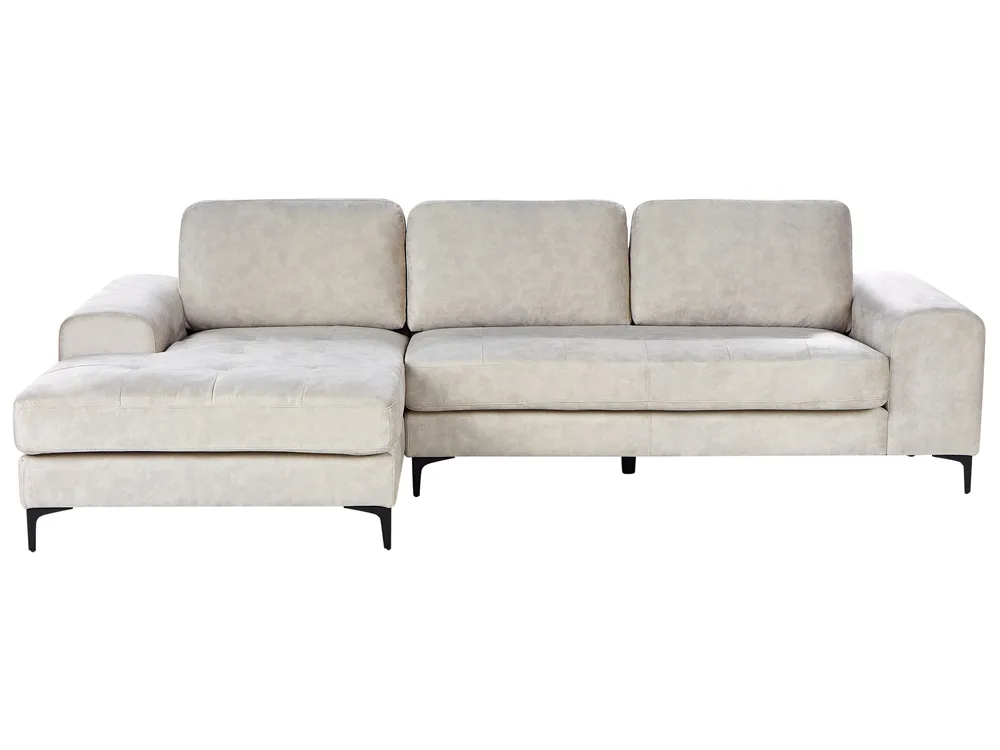 Corner Sofa 4 Seater KIRUNA Velvet Light Beige Right Hand