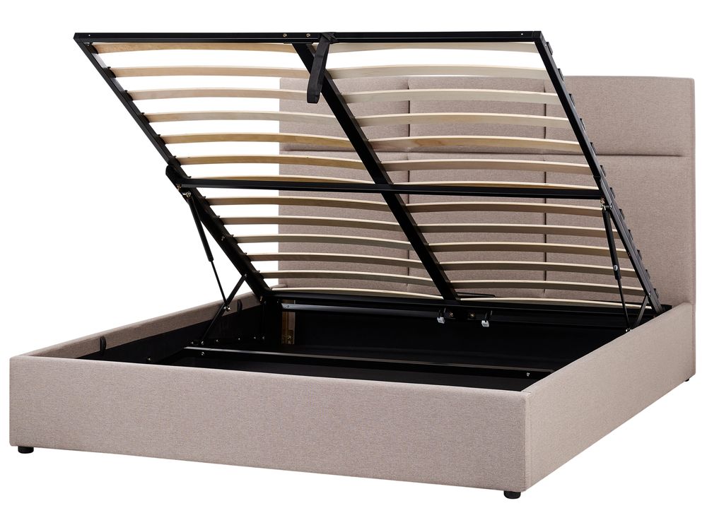 Ottoman Bed LAGORD Fabric Taupe 160 x 200 cm (EU King Size)