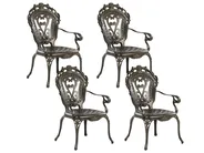 Garden Dining Set 4 Seater SAPRI with Parasol (16 Options) Metal Dark Brown_863995