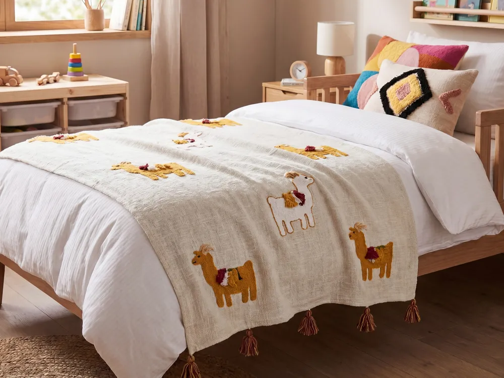 Blanket KHANDWA Cotton 130 x 180 cm Beige