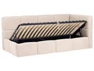 Daybed Fabric JACOU 90 x 200 cm (EU Single) with Storage Right Hand Light Beige_1092722
