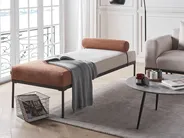 Chaise Longue MALMOS Faux Linen Golden Brown_931203