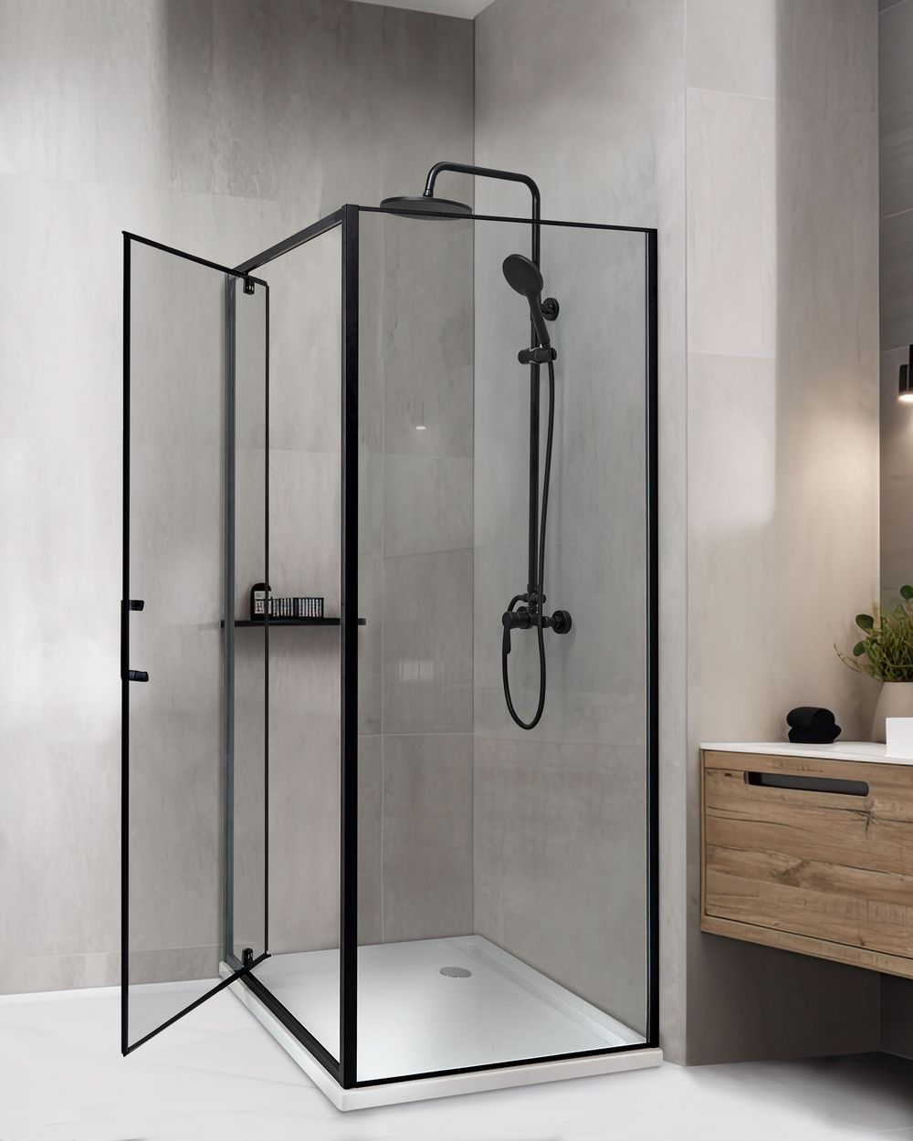 Shower Enclosure DARLI 700 x 700 x 1850 mm Black