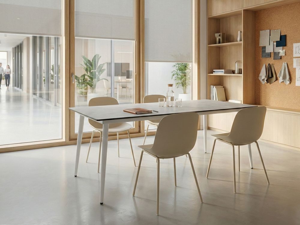 Conference Table TOLENTINO 90 cm x 180 cm Travertine Effect