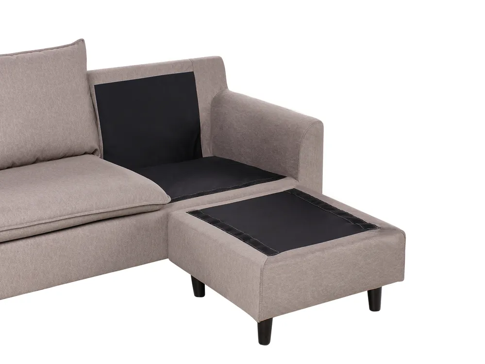 Corner Sofa 3 Seater ELVENES Velvet Taupe Left Hand_966863