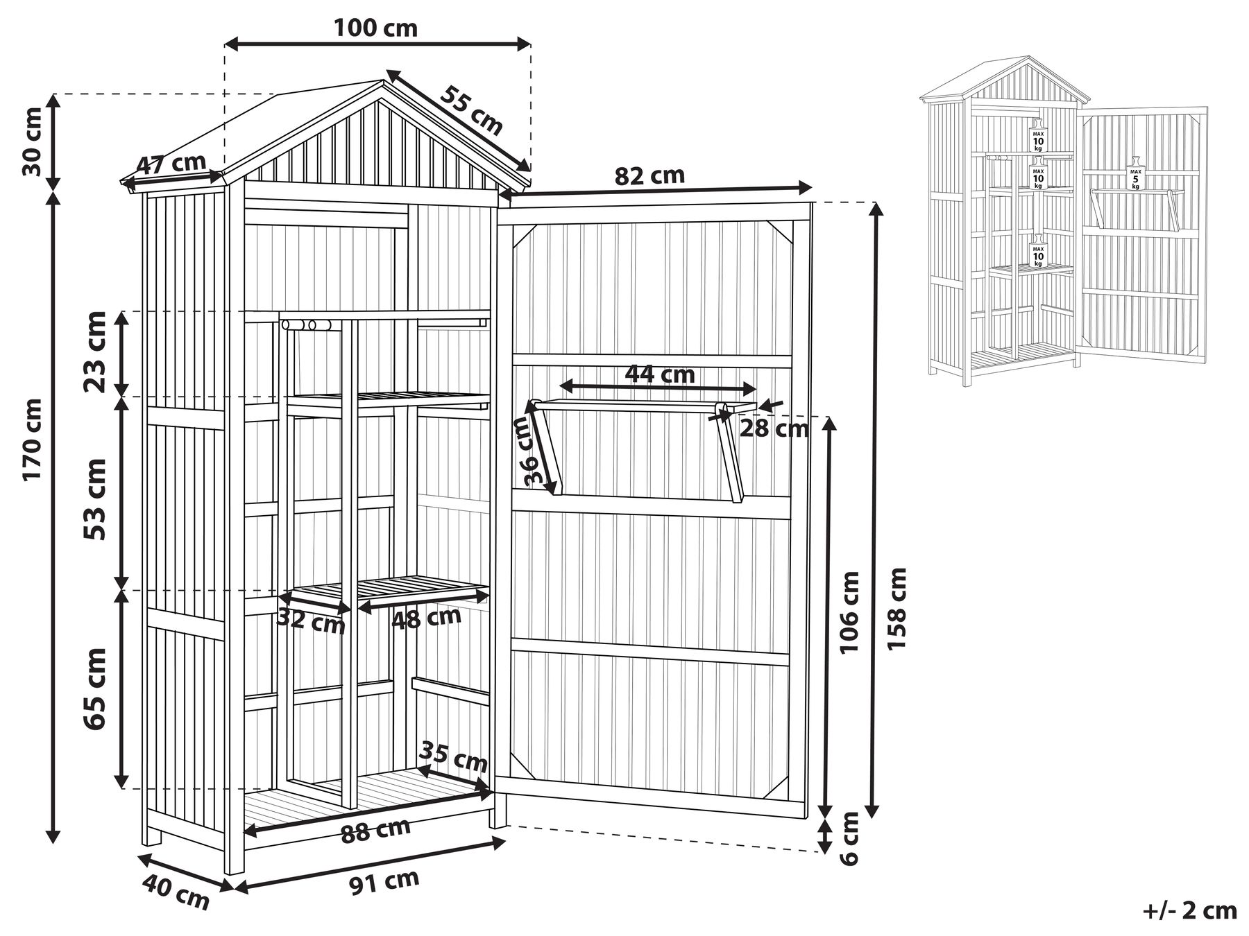 Puutarhakaappi SAVOCA 100 cm 200 cm Akaasia Ruskea_772546