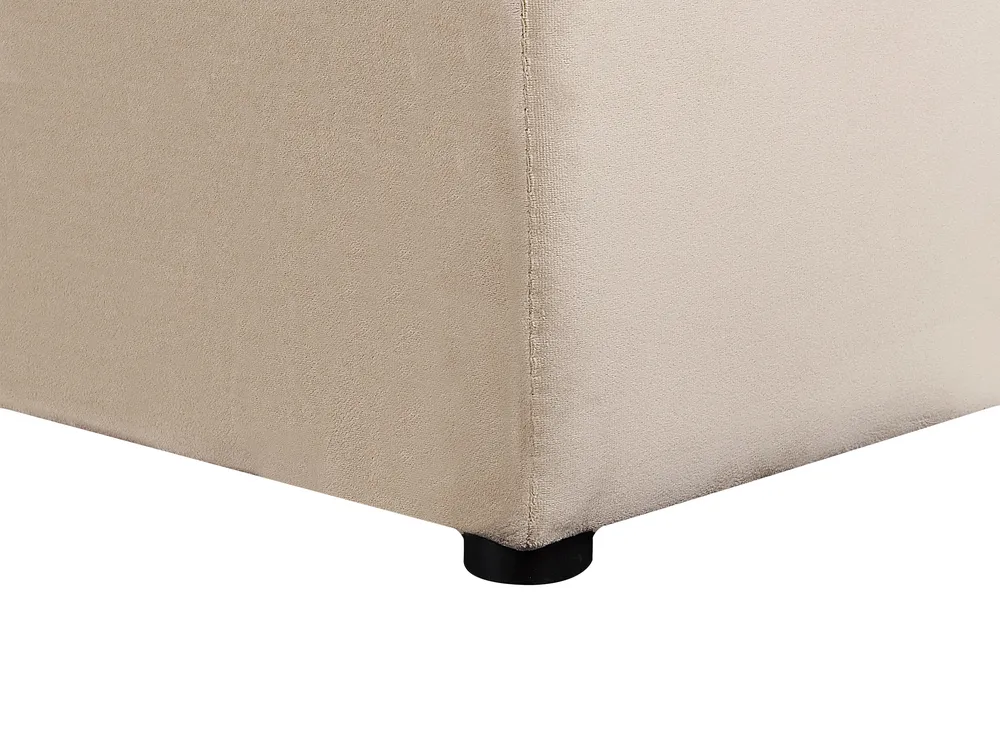 Waterbed with Storage Bench NOYERS Velvet Beige 160 x 200 cm (EU King Size)_915220