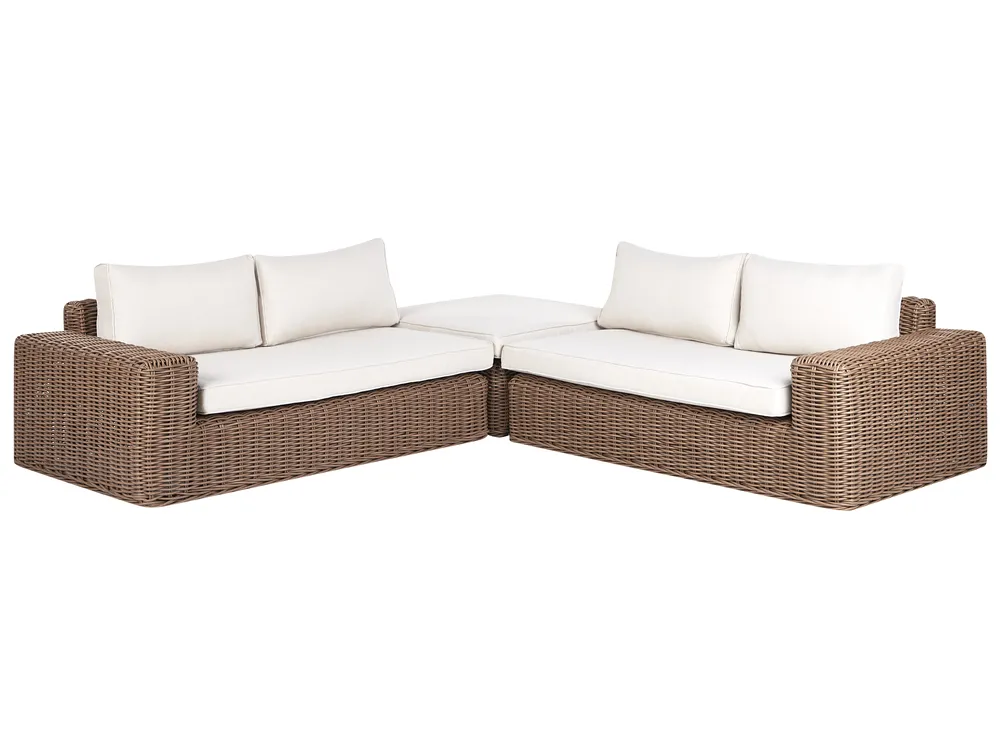 Garden Corner Sofa with Ottoman 6 Seater PALERMO Modular PE Rattan Brown_929233