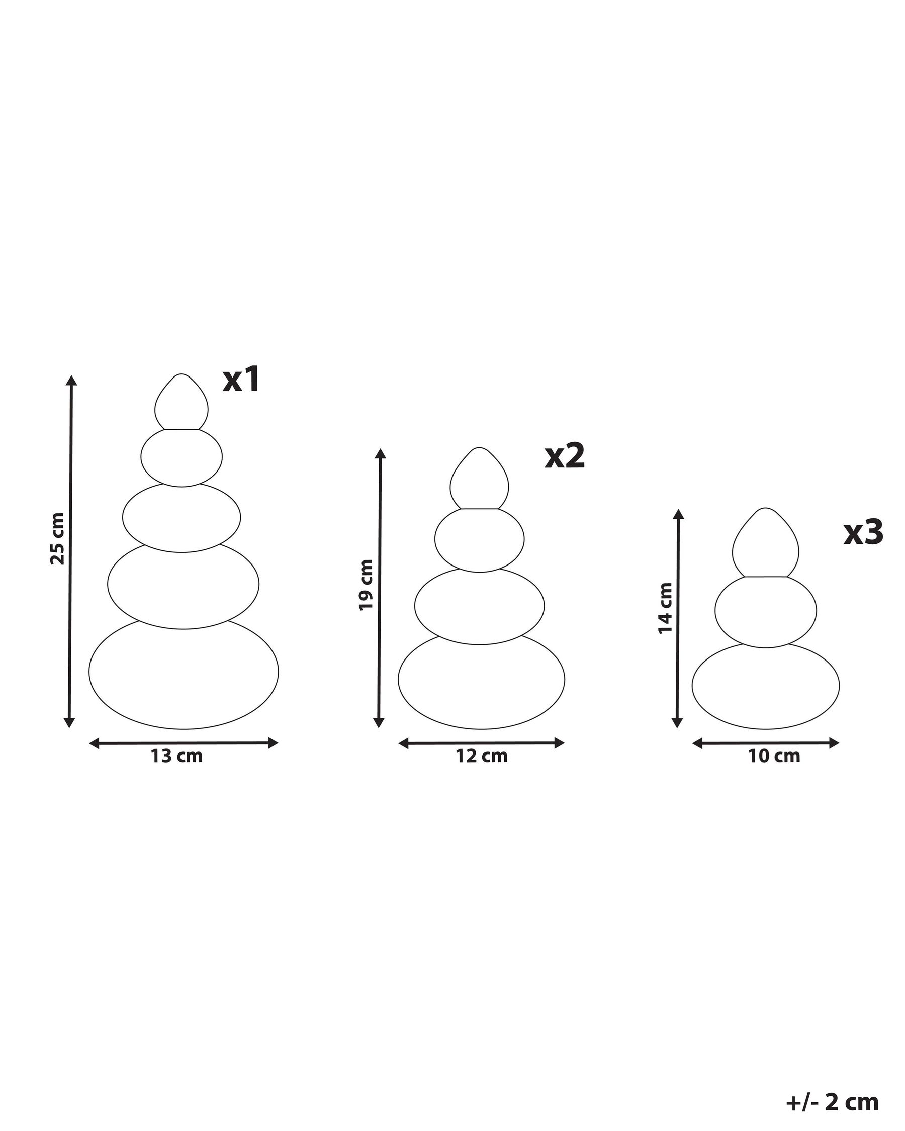 Set of 6 Christmas Decorations RANELVA 14/19/25 cm Christmas Tree Brown/ Beige_1030463