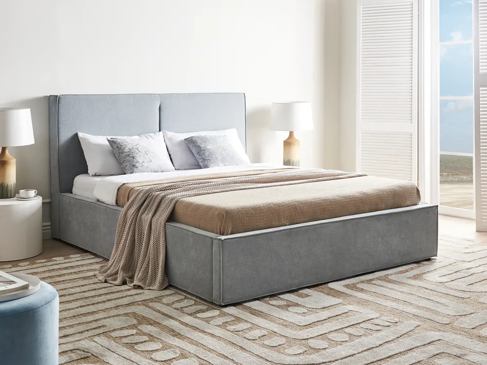 Ottoman Bed MOISSAC Chenille Light Blue 160 x 200 cm (EU King Size)