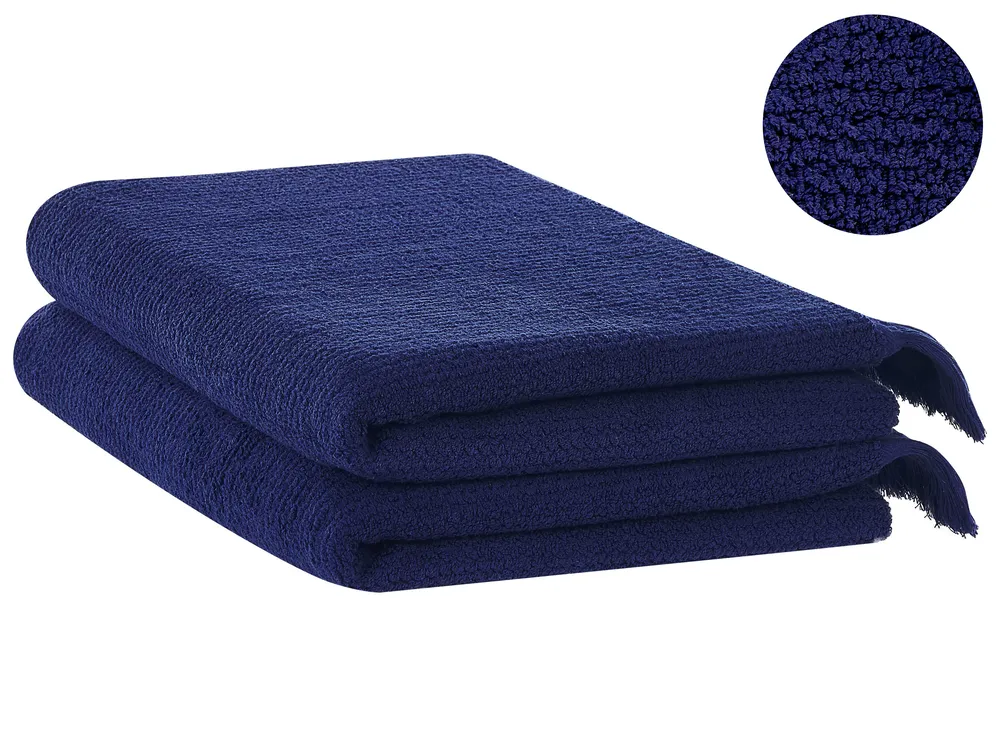 Set of 2 Towels ATIU Terry Cotton Navy Blue