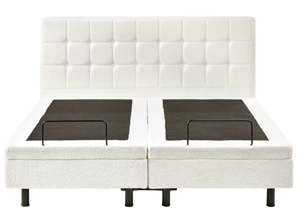 Adjustable Bed Boucle DUKE 160 x 200 cm (EU King Size) Off-White_1011464