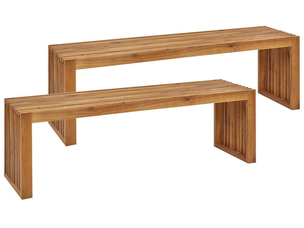 Sett med 2 hagebenker SULZANO 150 cm Akasietre Brun