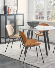 Set of 2 Dining Chairs LUANA Faux Leather Golden Brown_873670