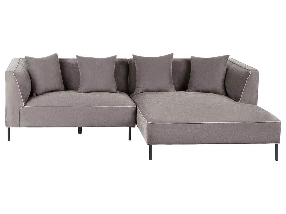 Corner Sofa 3 Seater SATER Chenille Taupe Left Hand