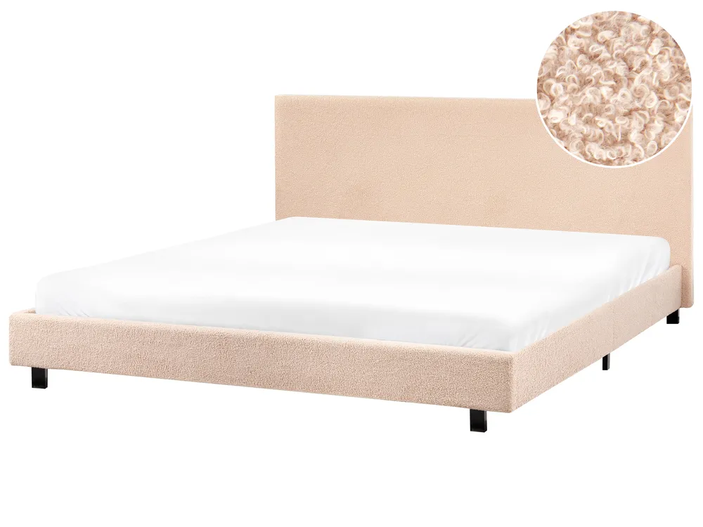 Säng med lamellram Bouclé ALBI 180 x 200 cm Beige
