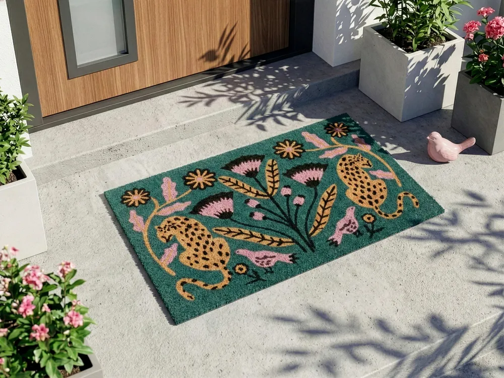 Doormat NAKNEK Multicolour 45 x 75 cm Cat Bird Flower Coir