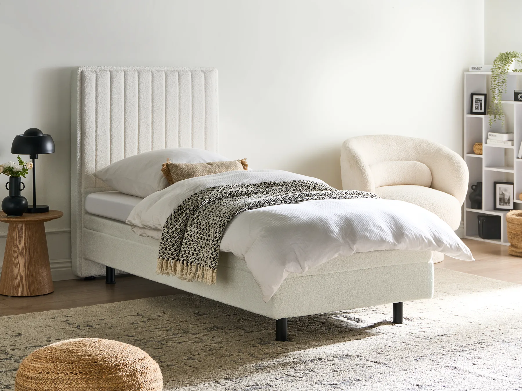 Justerbar säng Bouclé DUKE II 90 x 200 cm Off-White_1026122