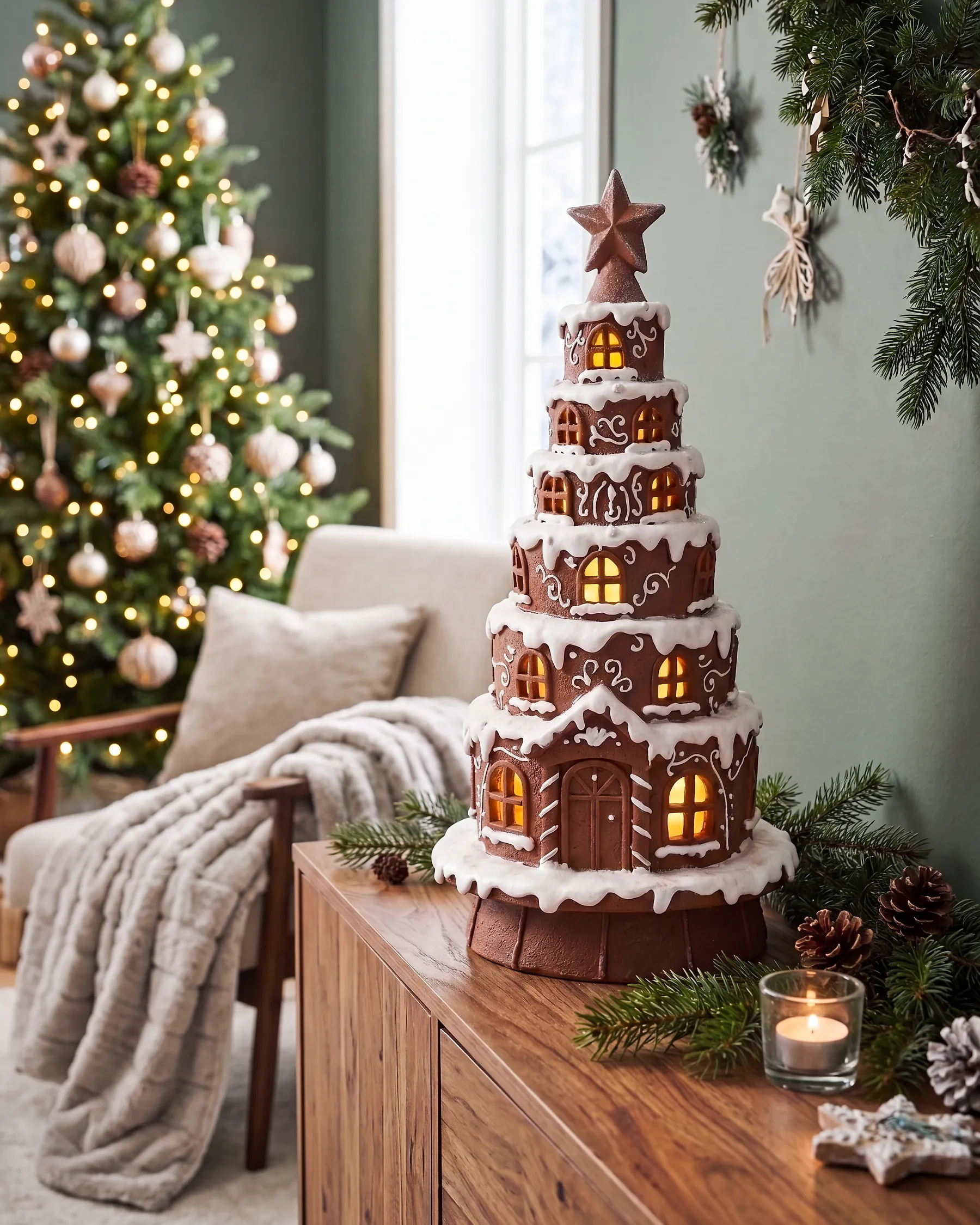 Christmas Decoration LED SATTANEN 40 cm Brown_1185513