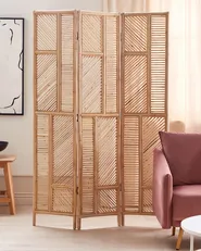 Tilanjakaja 3 paneelia LAMEZIA 117 cm 180 cm Vaaleanruskea_866492
