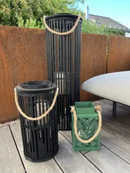 Lantern LUZON 40 cm Willow Wood Black_827358