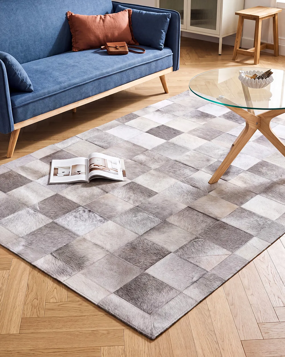 Rug ALACAM Grey 160 x 230 cm Leather_1153747