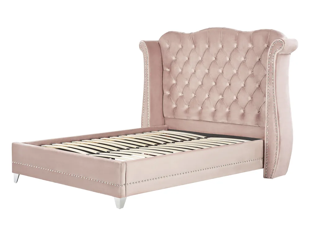 Bed Velvet AYETTE 160 x 200 cm (EU King Size) Pastel Pink_905317