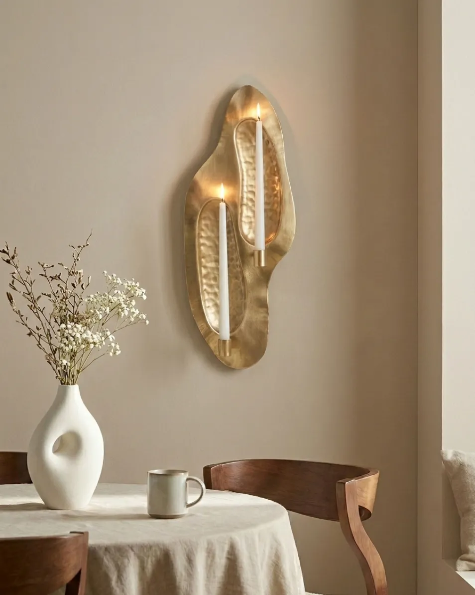 Wall Candle Holder PENICHE 60 cm Metal Gold_968450