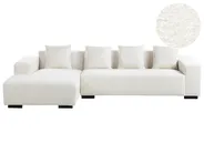 Hörnsoffa 4-sits LUNGO Bouclé Vit Högervänd_962410