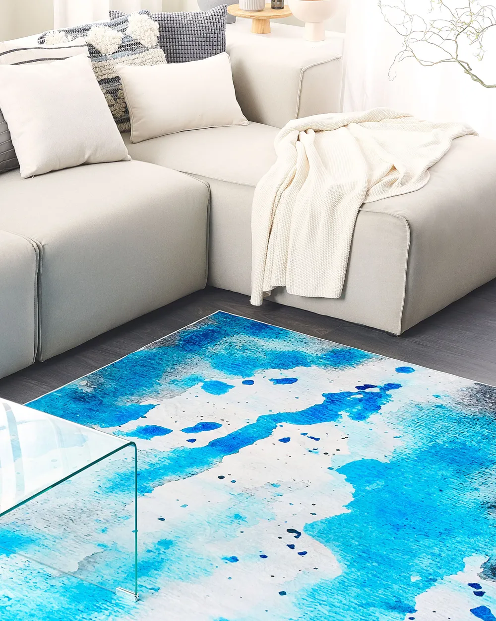 Area Rug Blue and Grey BOZAT Various Sizes