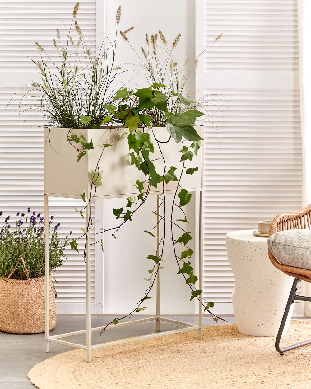 Elevated Plant Pot TAPIEN 70 cm Metal Beige