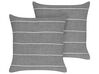 Set of 2 Decorative Cushions MILAS 50 x 50 cm Linen Grey Striped