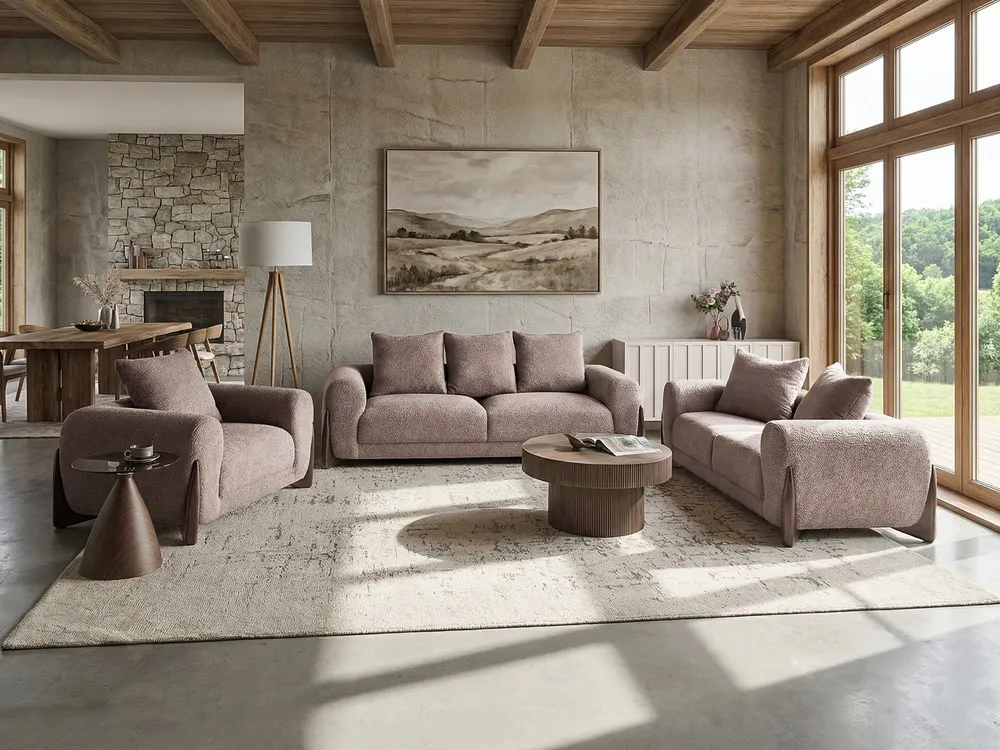 Sofa 2 Seater VINLIDEN Boucle Brown_1048478