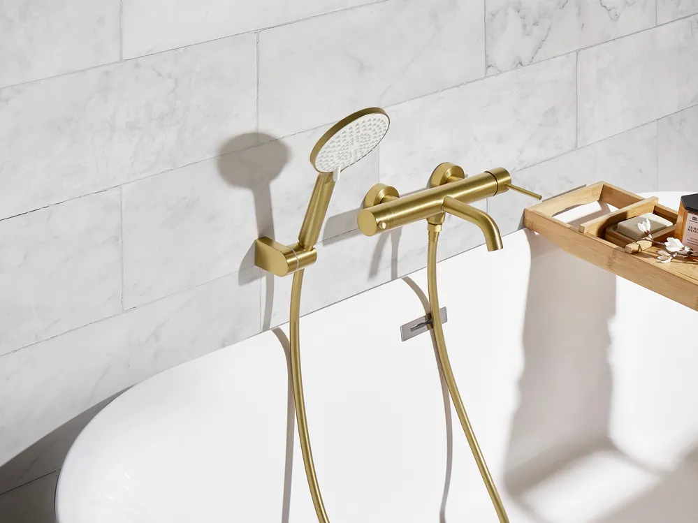 Wall Mounted Bath Shower Mixer Tap MELIQUINA Gold