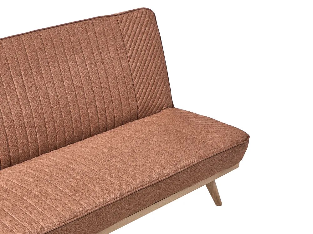 Sofa Bed 2 Seater KALFAFEL Fabric Golden Brown_1009386