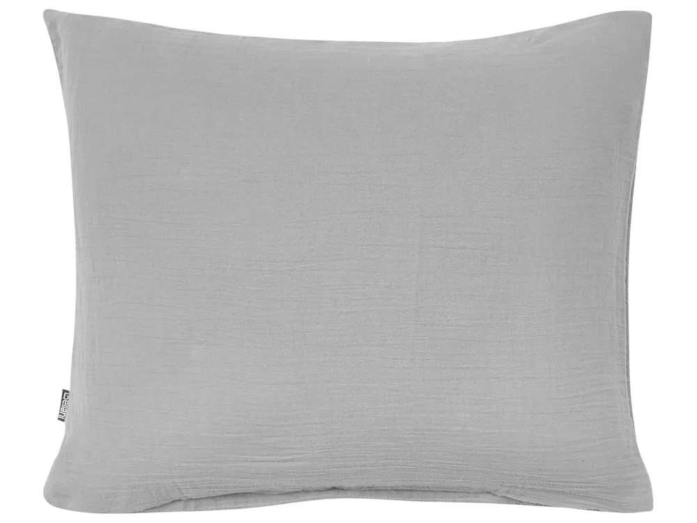 Duvet Cover Set SUMNER 200 x 200 cm Cotton Muslin Light Grey_1060097