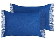 Set of 2 Decorative Cushions MABA 50 x 35 cm Cotton Navy Blue Solid_940208