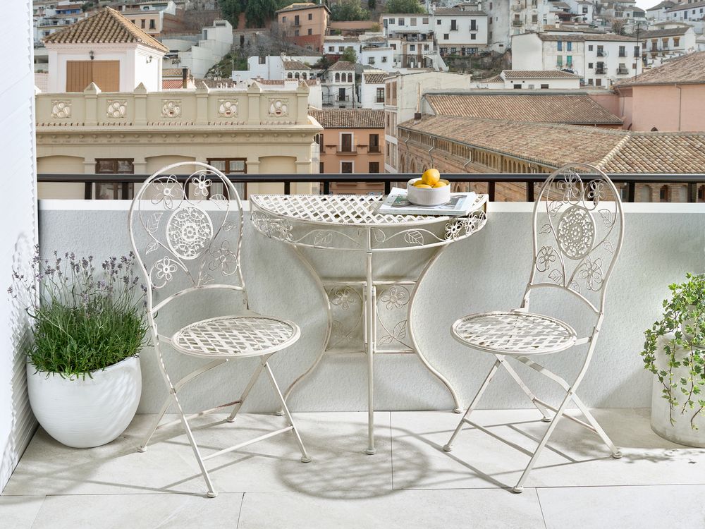 Bistrobord YAVIZA 80 cm 36 cm Metall Ljusbeige