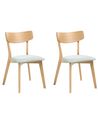 Set of 2 Dining Chairs HOLLY Wood Light Brown/ Mint