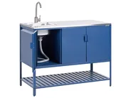 3 Piece Outdoor Kitchen Set with Sink MAENZA Blue Metal_1044934