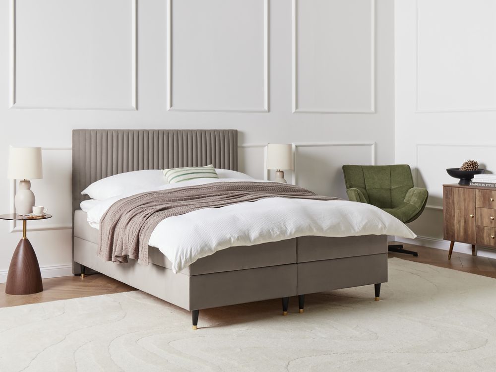 Kontinentalsäng med förvaring DAME Sammet Taupe 160 x 200 cm