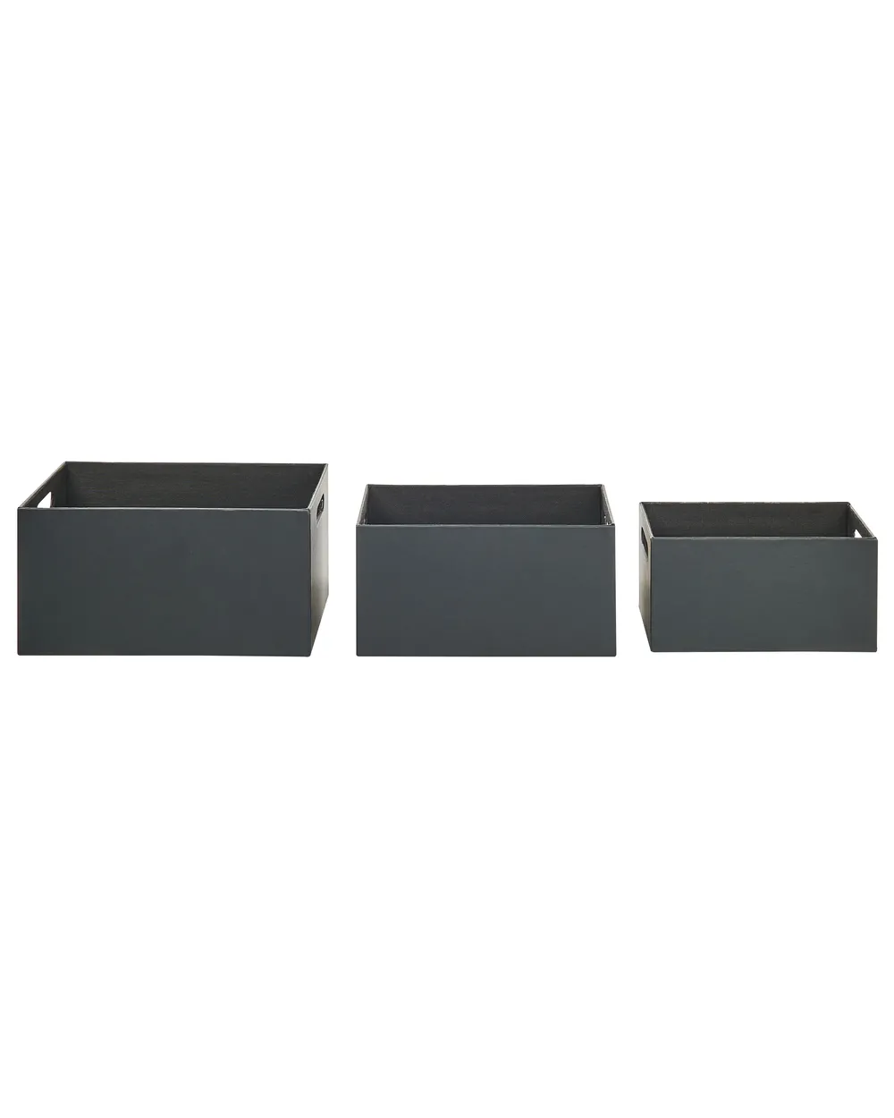 Set of 3 Boxes LARSA Faux Leather Graphite Grey_954320