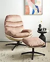 Svängbar fåtölj EIDE med fotpall Sammet Sandbeige