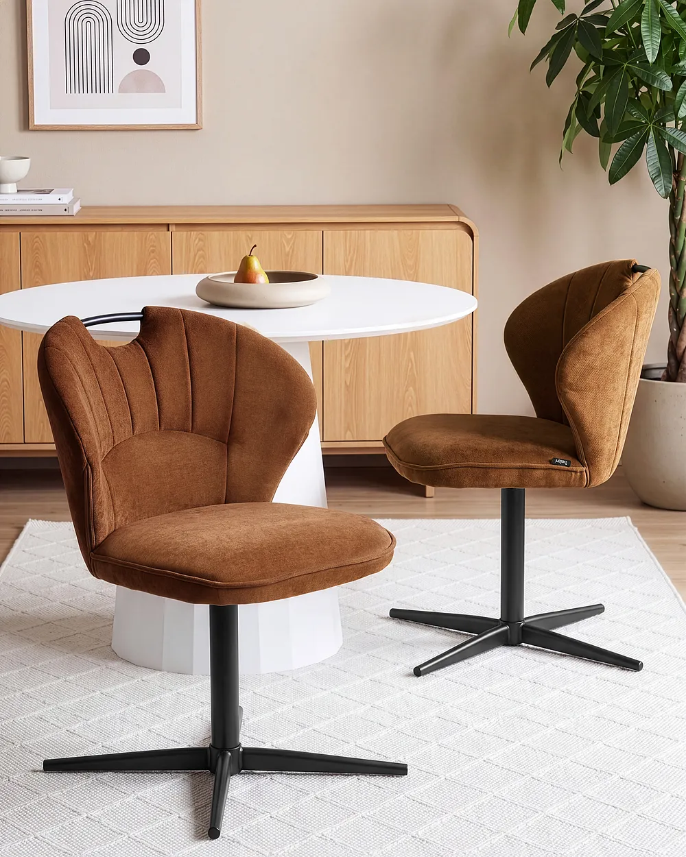 Sett med 2 stoler WORCESTER Chenille Gullbrun
