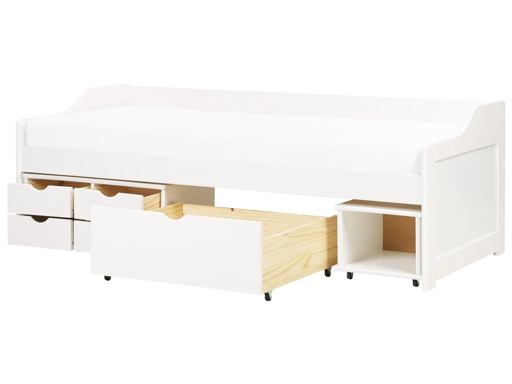 Daybed with Storage Pine Wood ROYVILLE 90 x 200 cm (EU Single) White
