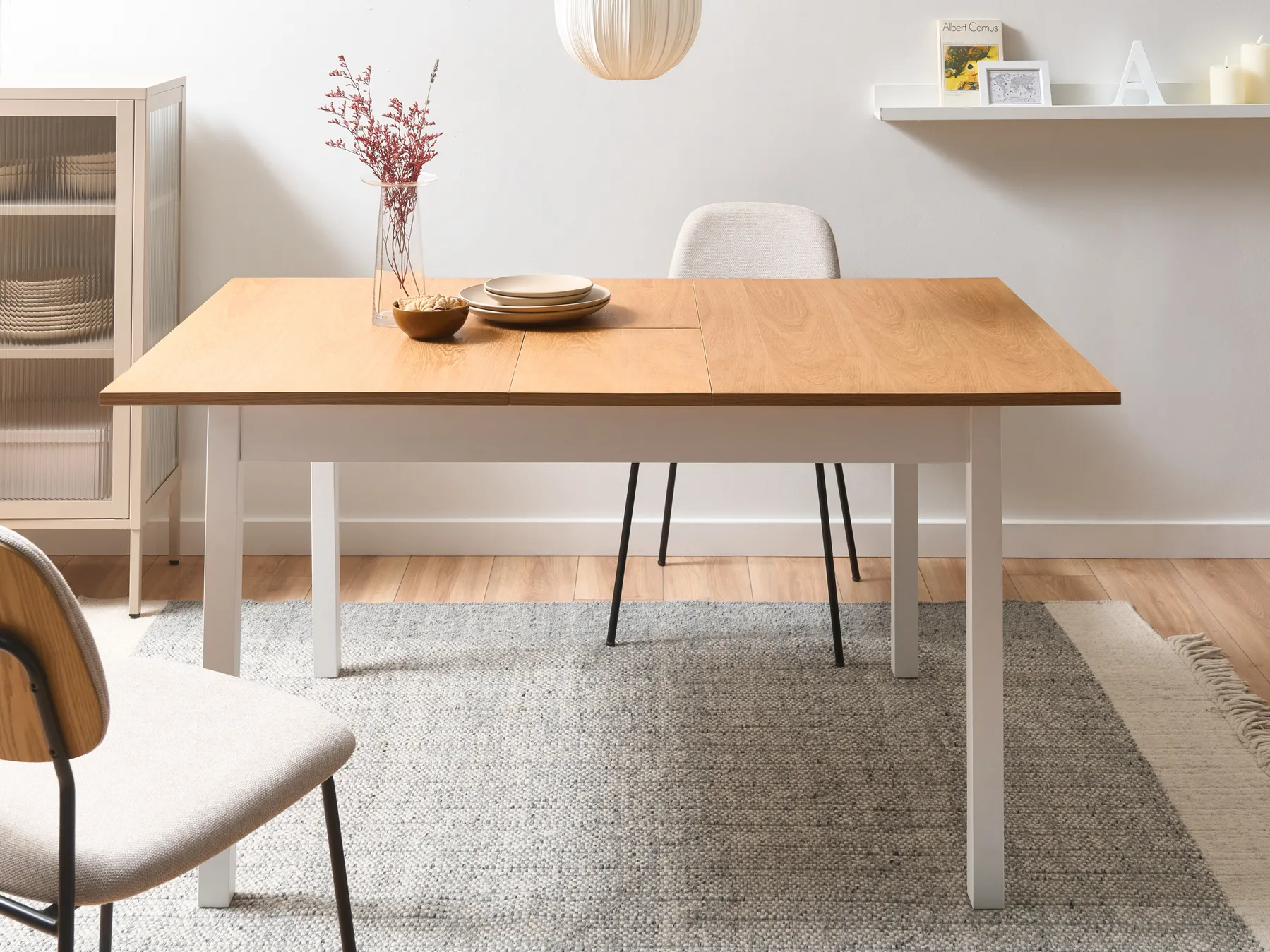 Jatkettava ruokapöytä HOUSTON Vaaleanruskea/valkoinen 120/150 cm 90 cm Mänty_1070977