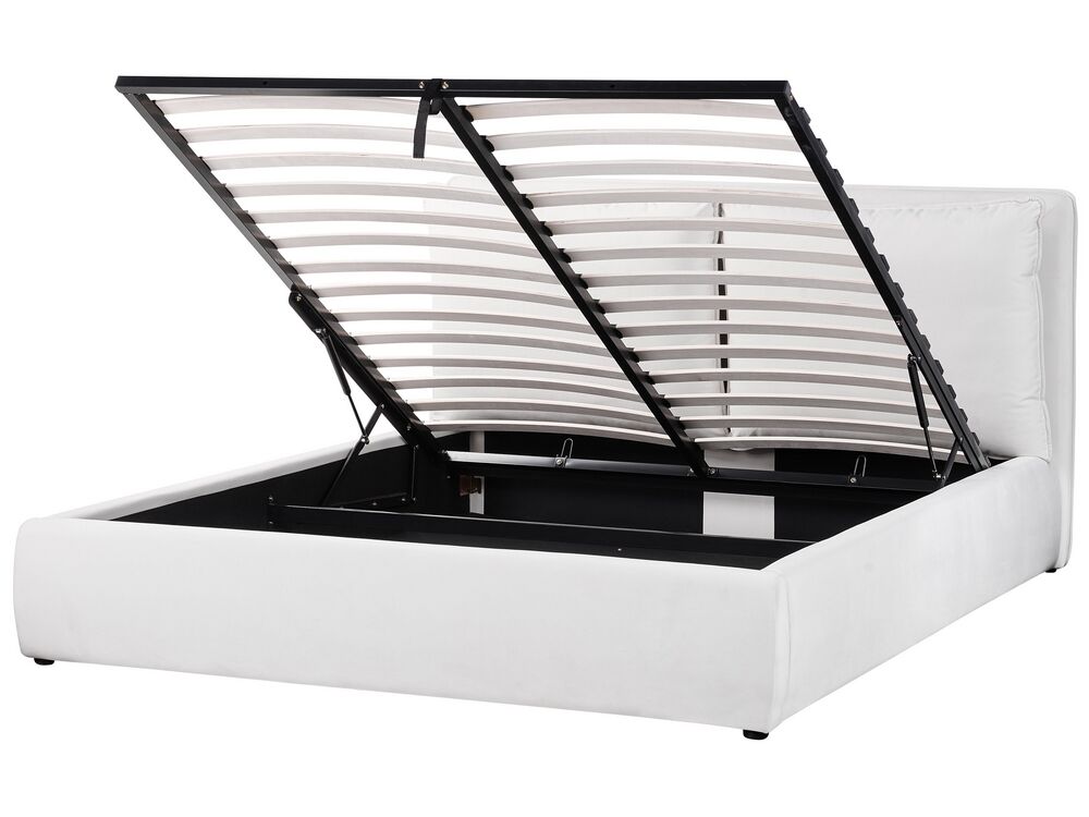 Ottoman Bed BAJONNA Velvet Off-White 160 x 200 cm (EU King Size)