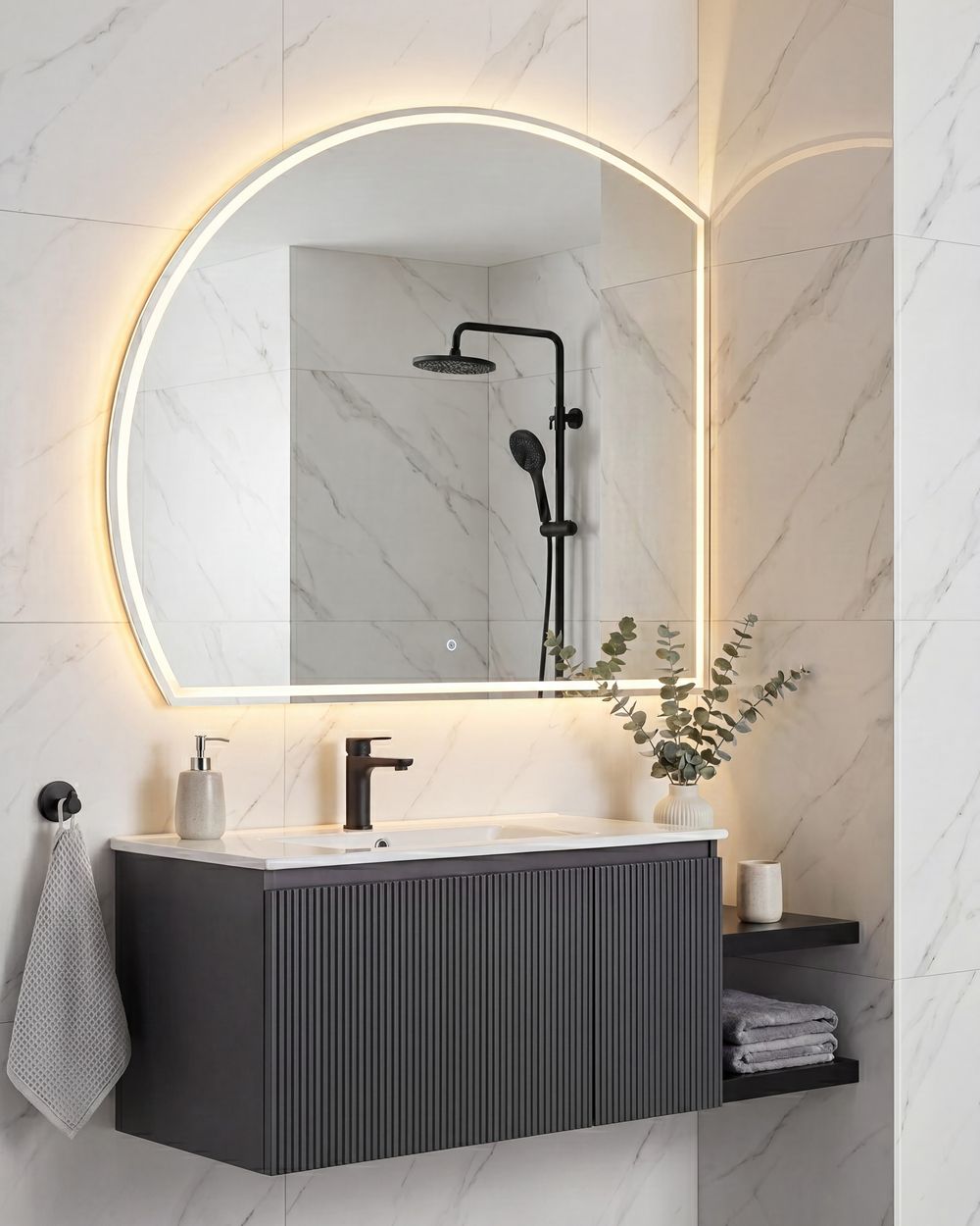 Badrumsspegel med LED OZENAY 100 cm 100 cm Silver