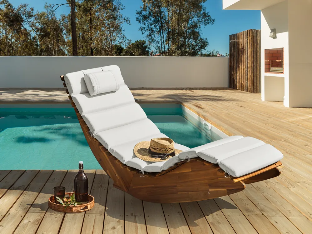 Sun Lounger Pad Cushion BRESCIA PREMIUM 180 x 60 cm Off-White